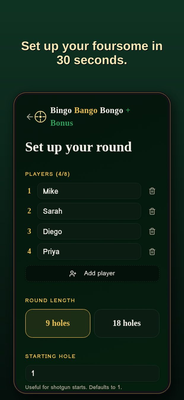 Set up your round