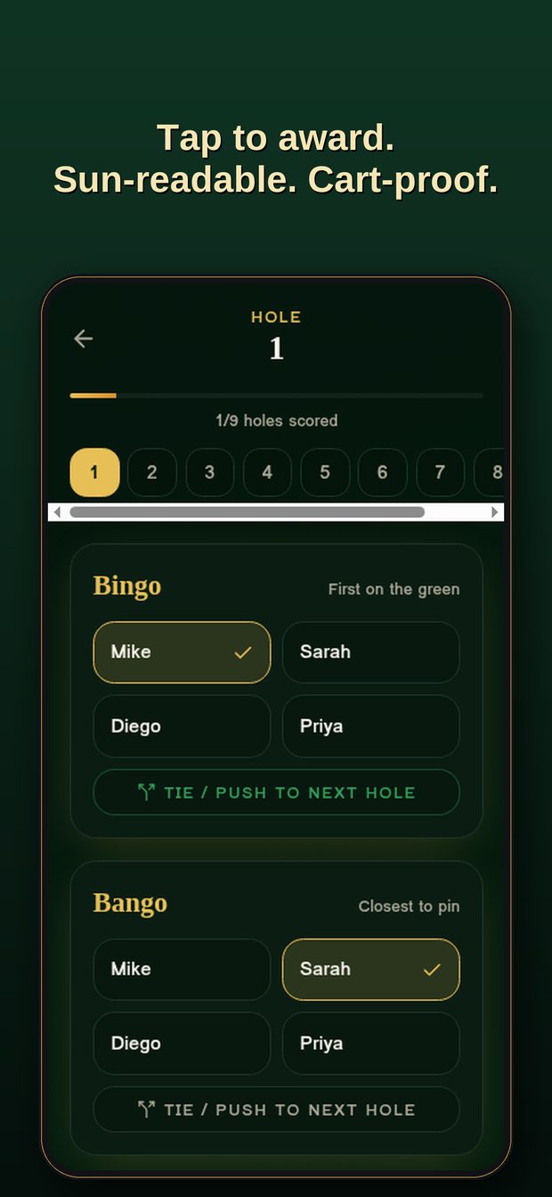 Mid-round play screen